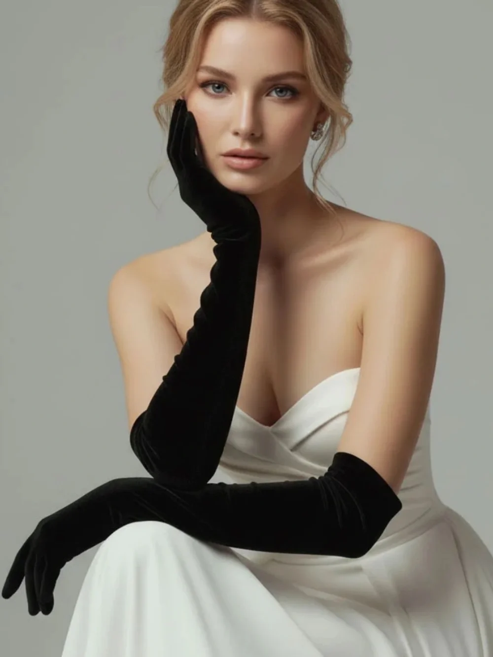 Long Black Satin Gloves New & So Lovely